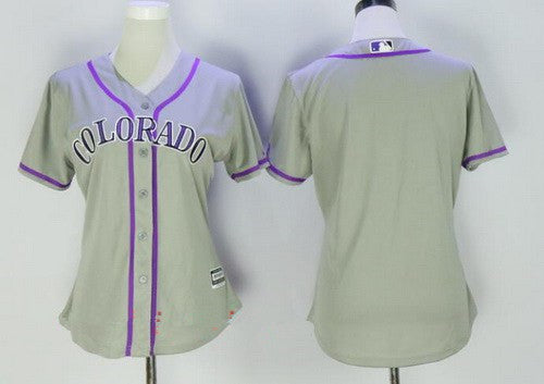 Womens Colorado Rockies Blank Gray Road Stitched Mlb Majestic Cool Base Jersey