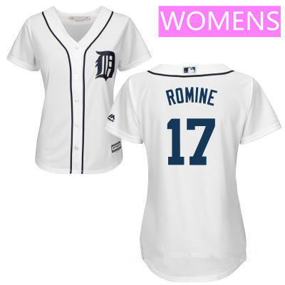 Womens Detroit Tigers 17 Andrew Romine White Home Stitched Mlb Majestic Cool Base Jersey