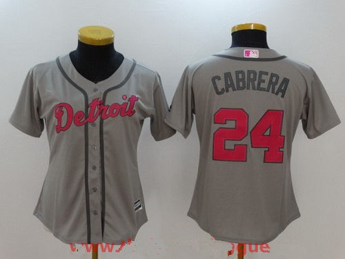 Womens Detroit Tigers 24 Miguel Cabrera Gray With Pink Mothers Day Stitched Mlb Majestic Flex Base Jersey