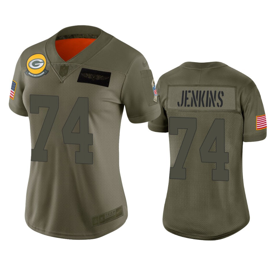 Womens Green Bay Packers Elgton Jenkins Camo 2019 Salute To Service Limited Jersey