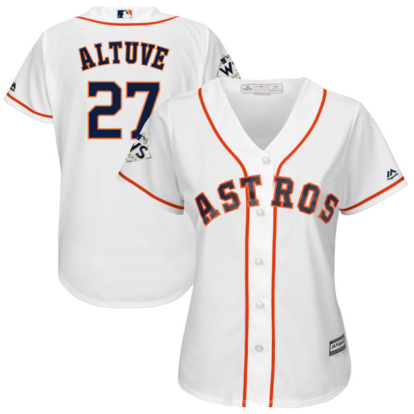 Womens Houston Astros 27 Jose Altuve White Women 2017 World Series Bound Cool Base Player Jersey