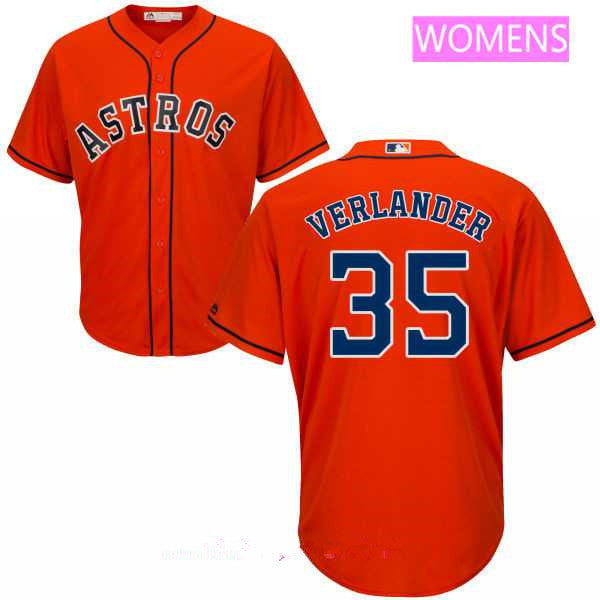 Womens Houston Astros 35 Justin Verlander Orange Stitched Mlb Majestic Cool Base Jersey