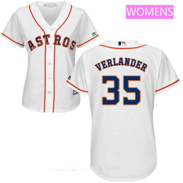 Womens Houston Astros 35 Justin Verlander White Home Stitched Mlb Majestic Cool Base Jersey