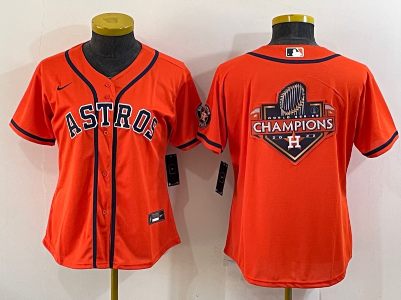 Womens Houston Astros Orange Champions Big Logo With Patch Stitched Mlb Cool Base Nike Jersey