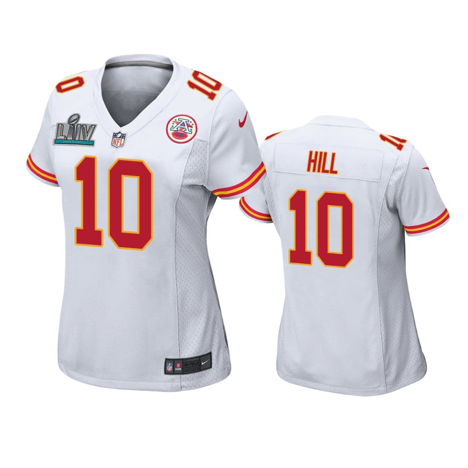 Womens Kansas City Chiefs Tyreek Hill White Super Bowl Liv Game Jersey
