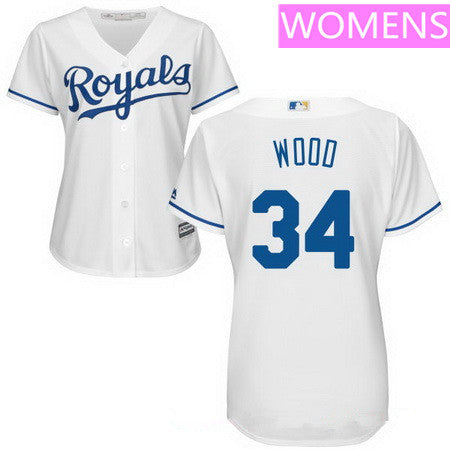Womens Kansas City Royals 34 Travis Wood White Cool Base Mlb Jersey