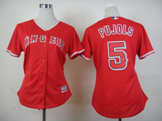 Womens La Angels Of Anaheim 5 Albert Pujols Alternate Red 2015 Mlb Cool Base Jersey