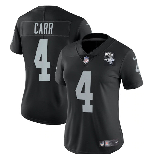 Womens Las Vegas Raiders Black 4 Derek Carr 2020 Inaugural Season Vapor Untouchable Limited Stitched Jerseyrun Small