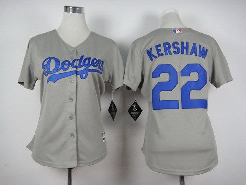 Womens Los Angeles Dodgers 22 Clayton Kershaw Away Gray 2015 Mlb Cool Base Jersey