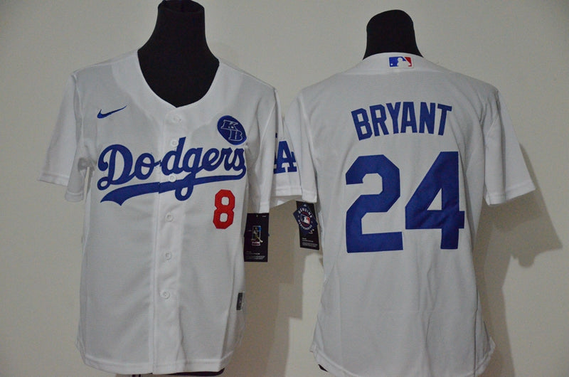 Womens Los Angeles Dodgers 24 Kobe Bryant White Kb Patch Stitched Mlb Cool Base Nike Jersey