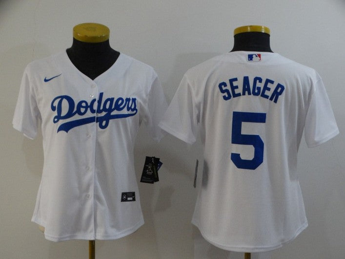Womens Los Angeles Dodgers 5 Corey Seager White Stitched Mlb Cool Base Nike Jersey