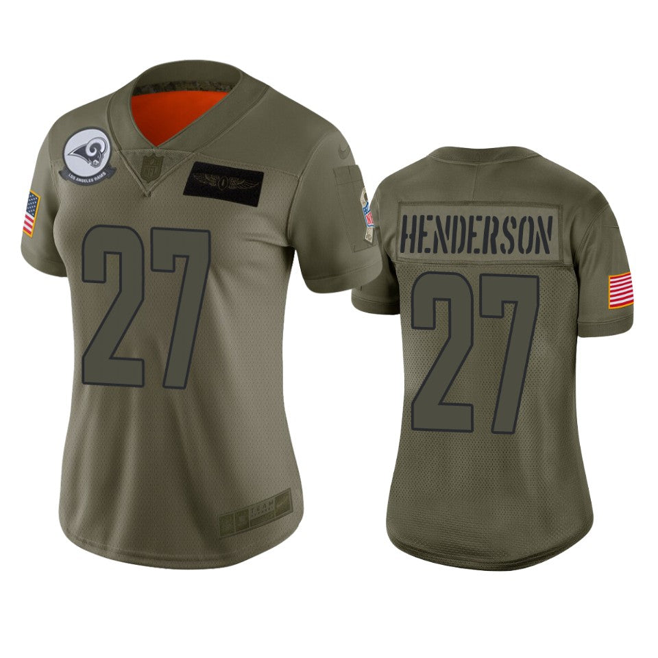 Womens Los Angeles Rams Darrell Henderson Camo 2019 Salute To Service Limited Jersey