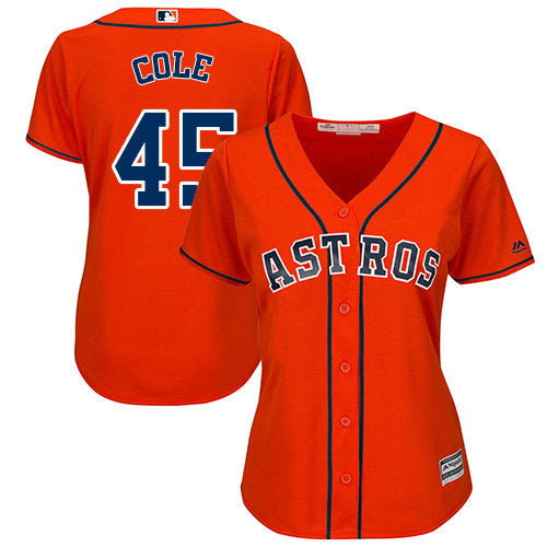 Womens Majestic Houston Astros 45 Gerrit Cole Authentic Orange Alternate Cool Base Mlb Jersey