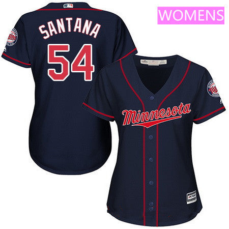 Womens Minnesota Twins 54 Ervin Santana Navy Blue Alternate Stitched Mlb Majestic Cool Base Jersey