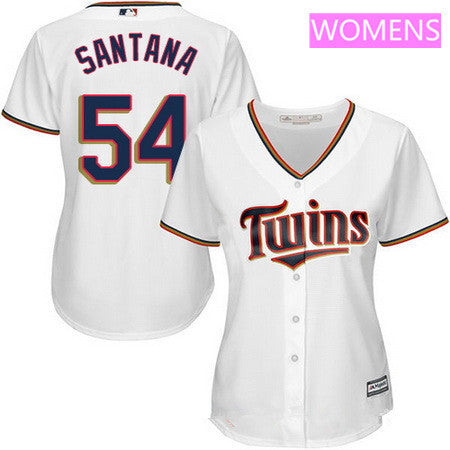 Womens Minnesota Twins 54 Ervin Santana White Home Stitched Mlb Majestic Cool Base Jersey