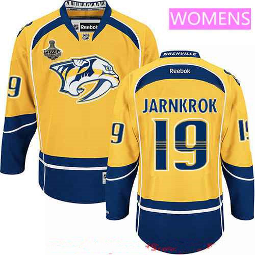 Womens Nashville Predators 19 Calle Jarnkrok Yellow 2017 Stanley Cup Finals Patch Stitched Nhl Reebok Hockey Jersey