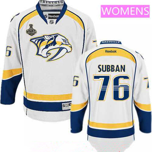 Womens Nashville Predators 76 Pk Subban White 2017 Stanley Cup Finals Patch Stitched Nhl Reebok Hockey Jersey