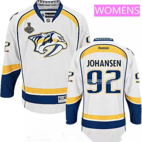 Womens Nashville Predators 92 Ryan Johansen White 2017 Stanley Cup Finals Patch Stitched Nhl Reebok Hockey Jersey