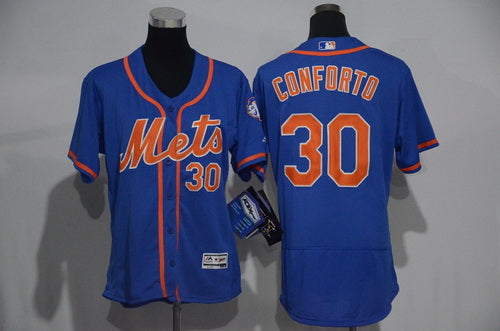 Womens New York Mets 30 Michael Conforto Blue With Orange 2016 Flexbase Stitched Baseball Jersey