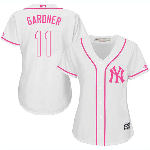 Womens New York Yankees 11 Brett Gardner Authentic White Fashion Cool Base Mlb Jersey