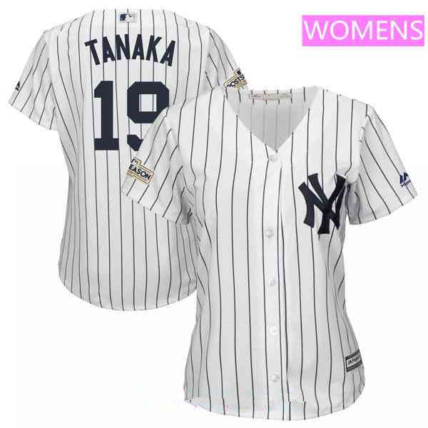 Womens New York Yankees 19 Masahiro Tanaka Majestic White 2017 Postseason Cool Base Player Jersey