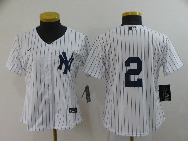 Womens New York Yankees 2 Derek Jeter White No Name Stitched Mlb Cool Base Nike Jersey