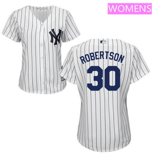 Womens New York Yankees 30 David Robertson White Home Stitched Mlb Majestic Cool Base Jersey