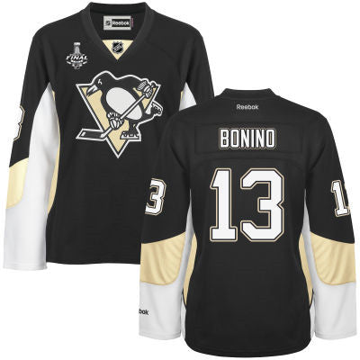 Womens Pittsburgh Penguins 13 Nick Bonino Black Team Color 2017 Stanley Cup Nhl Finals Patch Jersey
