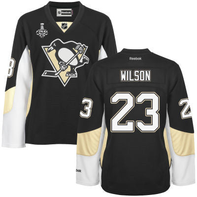 Womens Pittsburgh Penguins 23 Scott Wilson Black Team Color 2017 Stanley Cup Nhl Finals Patch Jersey