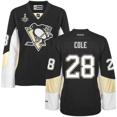 Womens Pittsburgh Penguins 28 Ian Cole Black Team Color 2017 Stanley Cup Nhl Finals Patch Jersey