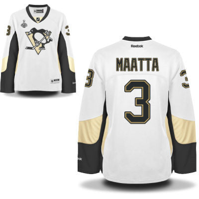 Womens Pittsburgh Penguins 3 Olli Maatta White Road 2017 Stanley Cup Nhl Finals Patch Jersey