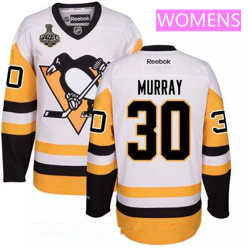 Womens Pittsburgh Penguins 30 Matt Murray White Third 2017 Stanley Cup Finals Patch Stitched Nhl Reebok Hockey Jersey