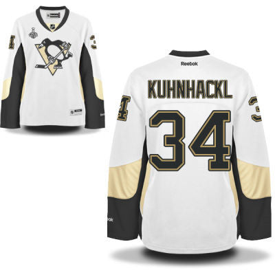 Womens Pittsburgh Penguins 34 Tom Kuhnhackl White Road 2017 Stanley Cup Nhl Finals Patch Jersey