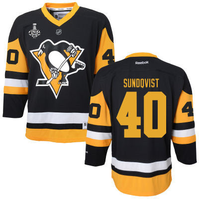 Womens Pittsburgh Penguins 40 Jean sebastien Dea Black With Yellow 2017 Stanley Cup Nhl Finals Patch Jersey