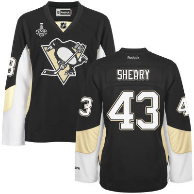 Womens Pittsburgh Penguins 43 Conor Sheary Black Team Color 2017 Stanley Cup Nhl Finals Patch Jersey
