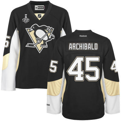 Womens Pittsburgh Penguins 45 Josh Archibald Black Team Color 2017 Stanley Cup Nhl Finals Patch Jersey