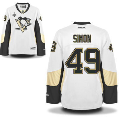 Womens Pittsburgh Penguins 49 Dominik Simon White Road 2017 Stanley Cup Nhl Finals Patch Jersey