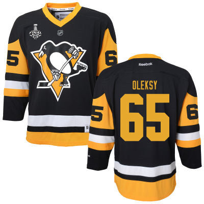 Womens Pittsburgh Penguins 65 Steve Oleksy Black With Yellow 2017 Stanley Cup Nhl Finals Patch Jersey