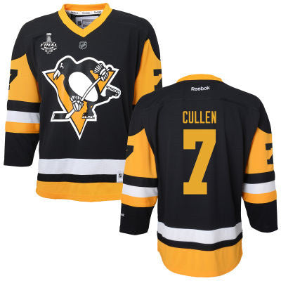 Womens Pittsburgh Penguins 7 Matt Cullen Black With Yellow 2017 Stanley Cup Nhl Finals Patch Jersey