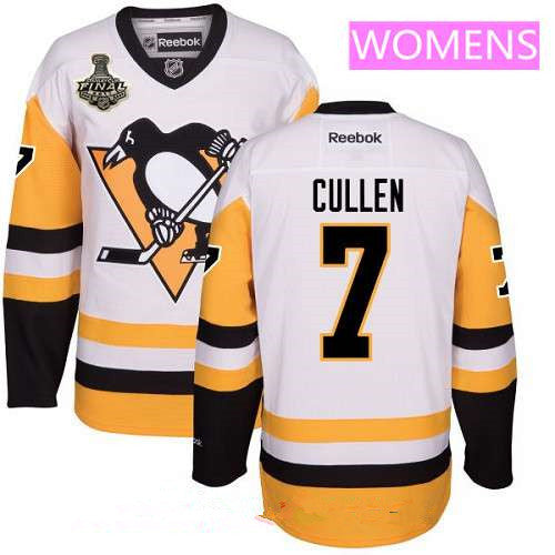 Womens Pittsburgh Penguins 7 Matt Cullen White Third 2017 Stanley Cup Finals Patch Stitched Nhl Reebok Hockey Jersey