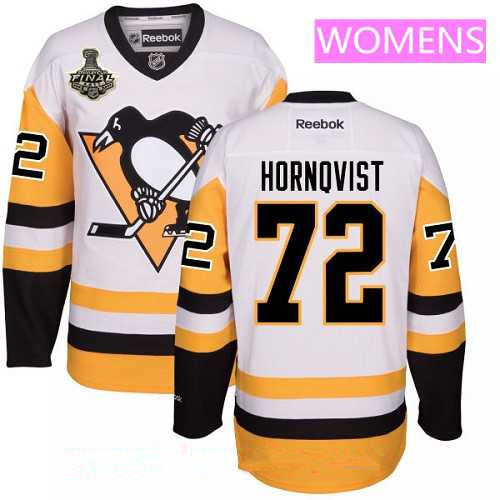 Womens Pittsburgh Penguins 72 Patric Hornqvist White Third 2017 Stanley Cup Finals Patch Stitched Nhl Reebok Hockey Jersey