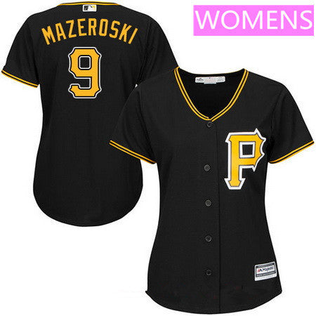 Womens Pittsburgh Pirates 9 Bill Mazeroski Black Alternate Stitched Mlb Majestic Cool Base Jersey