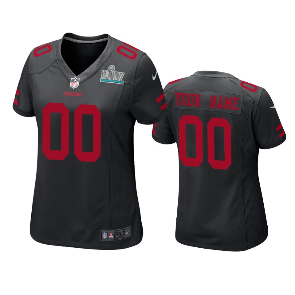 Womens San Francisco 49ers Custom Black Super Bowl Liv Game Jersey
