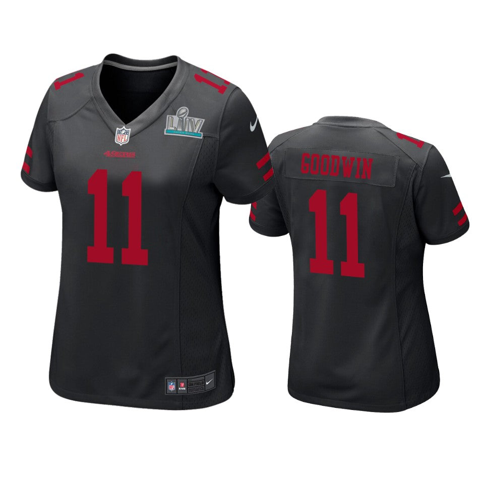 Womens San Francisco 49ers Marquise Goodwin Black Super Bowl Liv Game Jersey