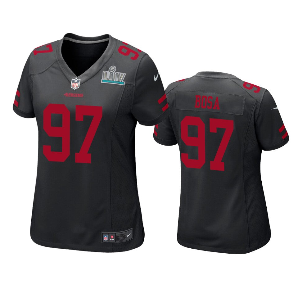 Womens San Francisco 49ers Nick Bosa Black Super Bowl Liv Game Jersey