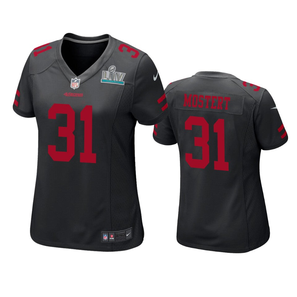 Womens San Francisco 49ers Raheem Mostert Black Super Bowl Liv Game Jersey