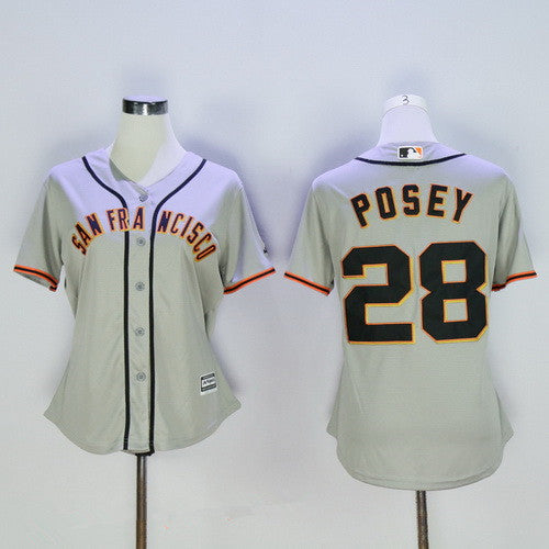 Womens San Francisco Giants 28 Buster Posey Gray Mlb Cool Base Stitched Baseball Jersey