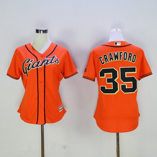 Womens San Francisco Giants 35 Brandon Crawford Orange Cool Base Stitched Mlb Jersey