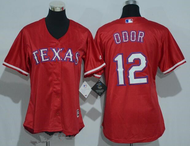 Womens Texas Rangers 12 Rougned Odor Red Stitched Mlb Majestic Cool Base Jersey