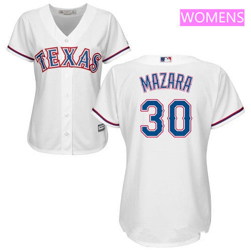 Womens Texas Rangers 30 Nomar Mazara White Home Stitched Mlb Majestic Cool Base Jersey